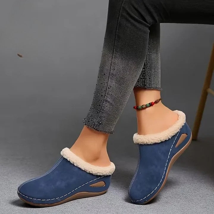 Bontgevoerde Slip-On Sandalen Dames – Warme Herfst Sloffen