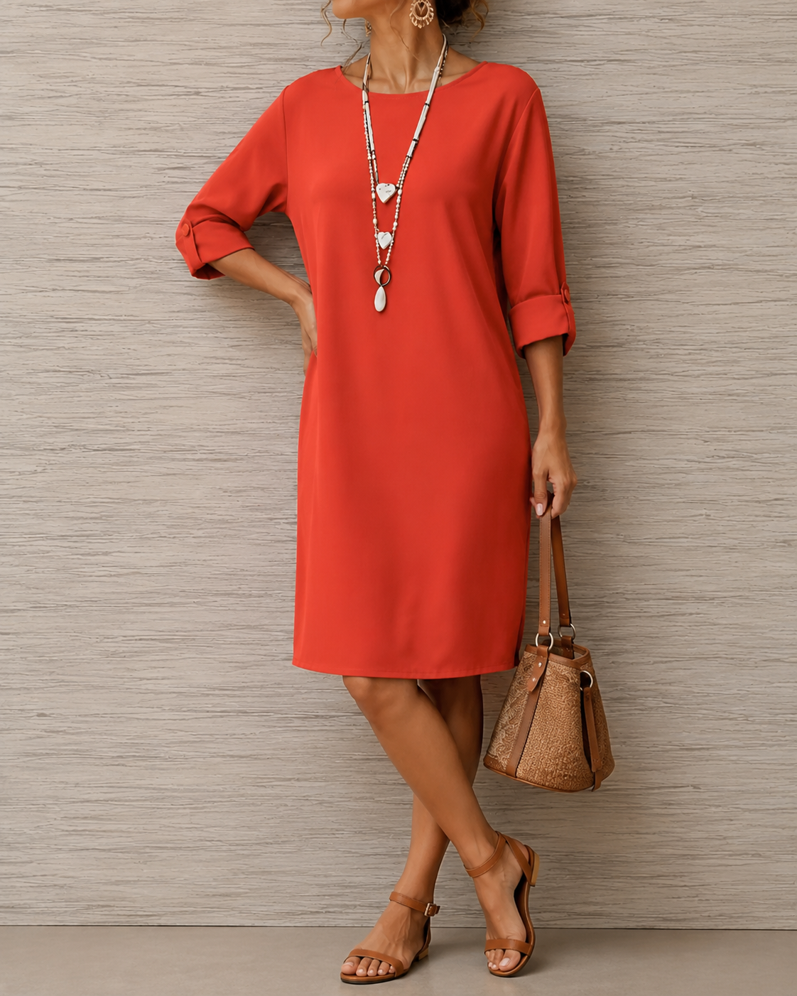Elegante Midi Jurk Dames – Stijlvolle Herfstjurk
