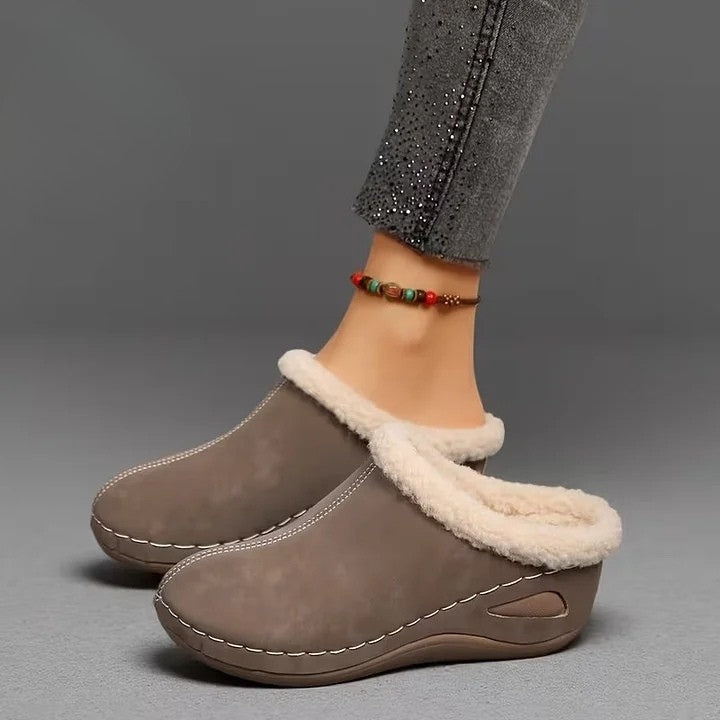 Bontgevoerde Slip-On Sandalen Dames – Warme Herfst Sloffen