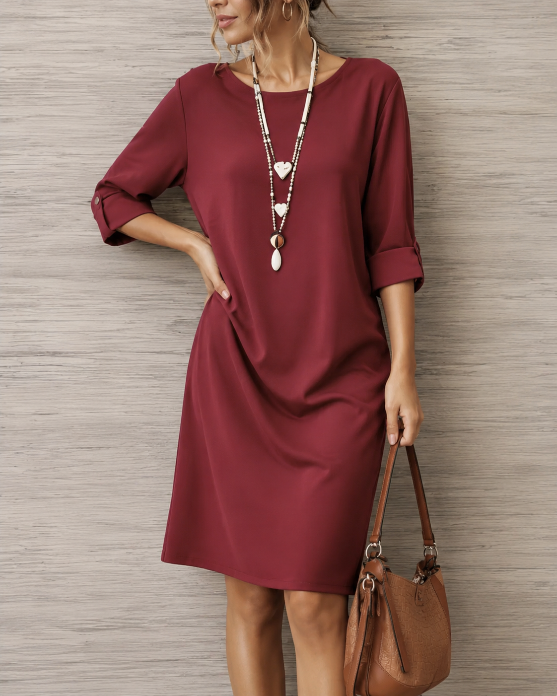 Elegante Midi Jurk Dames – Stijlvolle Herfstjurk