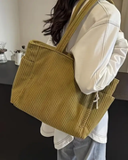 Geribde Draagtas Dames met Koorddetail – Herfst Shopper