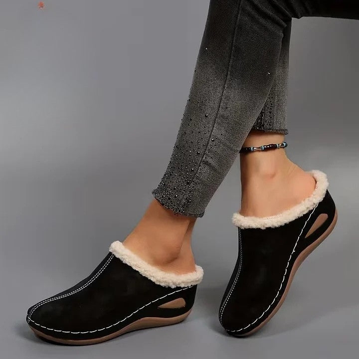 Bontgevoerde Slip-On Sandalen Dames – Warme Herfst Sloffen