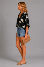 Midnight Flora Blouse