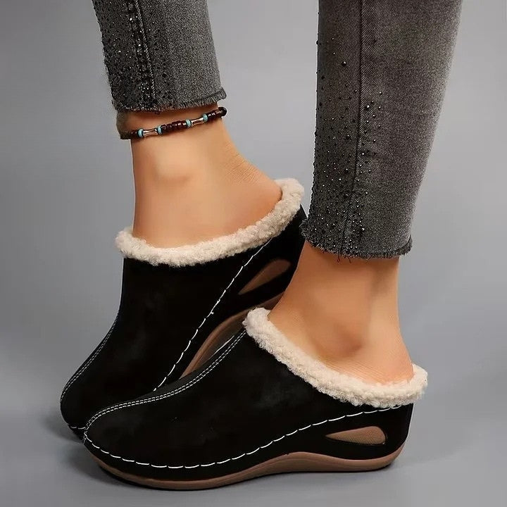 Bontgevoerde Slip-On Sandalen Dames – Warme Herfst Sloffen
