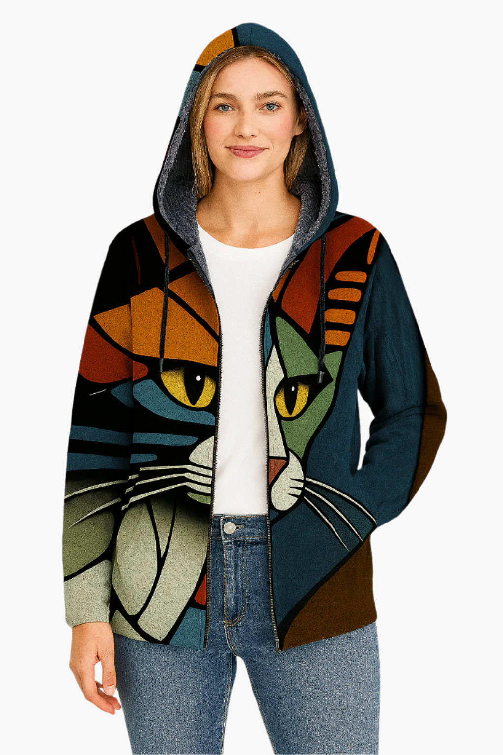 Hoodie Dames met Kattenprint – Casual Herfst Hoodie