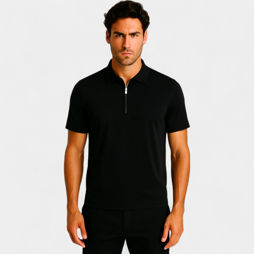 Xalviere | HEREN POLO KWART ZIP LICHTE MESH
