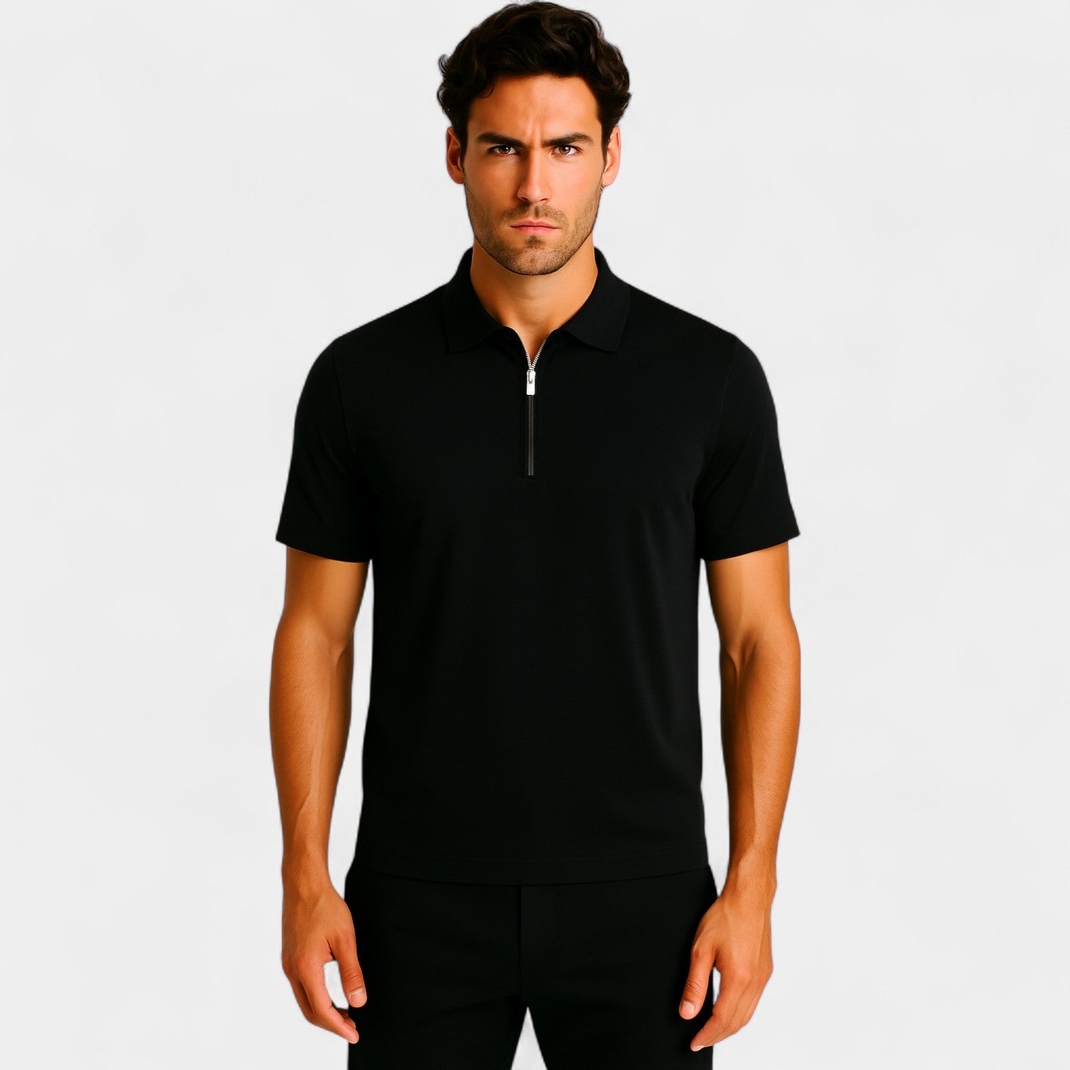 Xalviere | HEREN POLO KWART ZIP LICHTE MESH