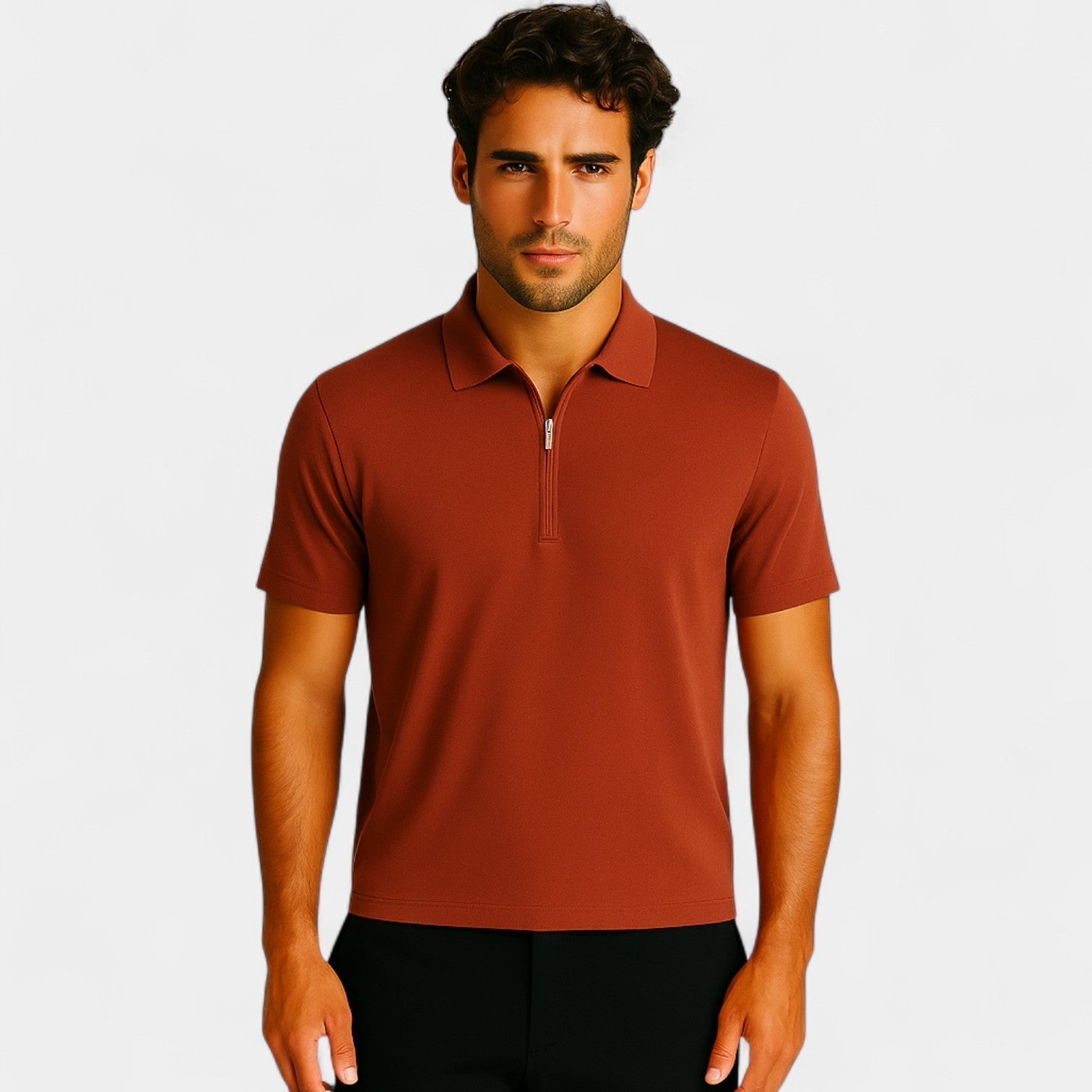 Xalviere | HEREN POLO KWART ZIP LICHTE MESH