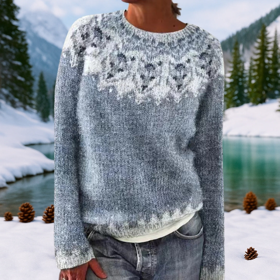 Retro IJslandse Trui Dames – Nordic Herfsttrui met Patroon