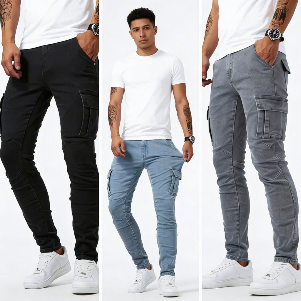 Cargo Jeans Heren – Slanke Herfst Jeans met Zakken